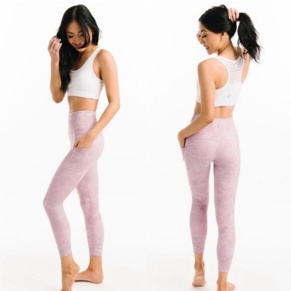 Zyia Pink Digital Granite Pocket Light N Tight Hi-Rise 7/8 Leggings Size 6 - Picture 7 of 12